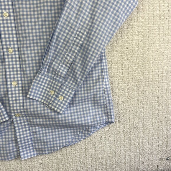 Gant Shirt Mens Small Cotton The Poplin Gingham Regular Fit Blue Check - Picture 6 of 16